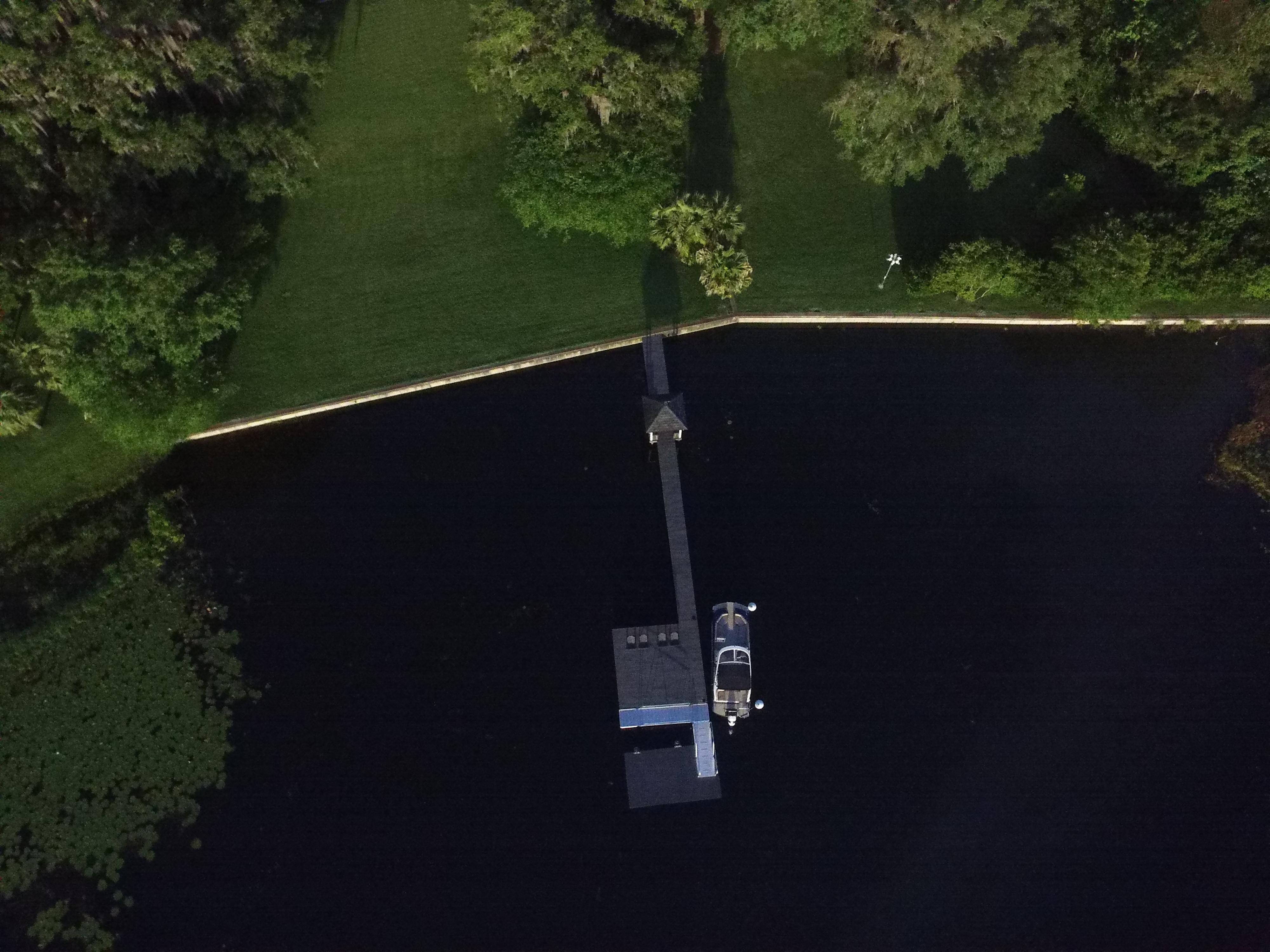 Aerial view of dock and waterfront